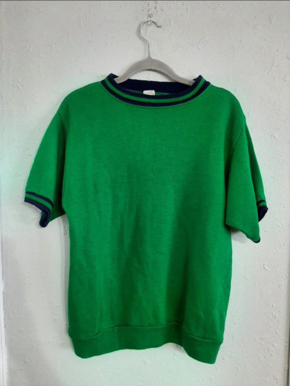 Vintage creslan casual kelly green pullover preppy sweater 1960s 60s mod hippie